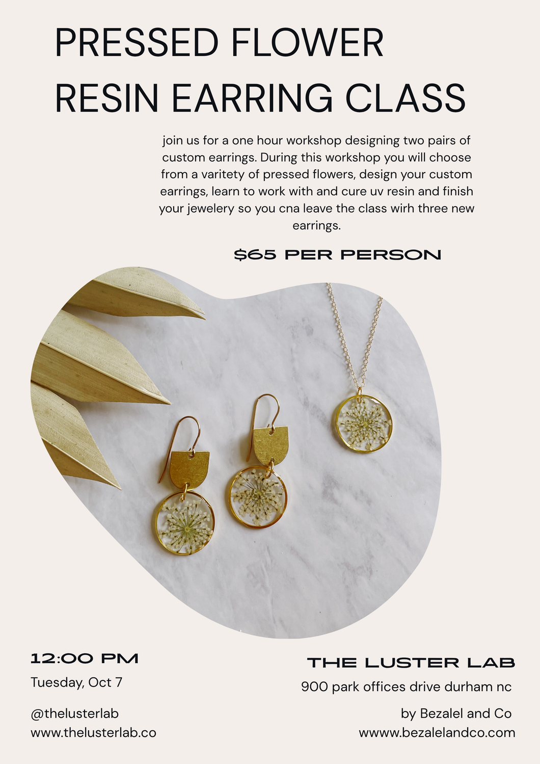 Lunch and Learn- Pressed Flower Earrings
