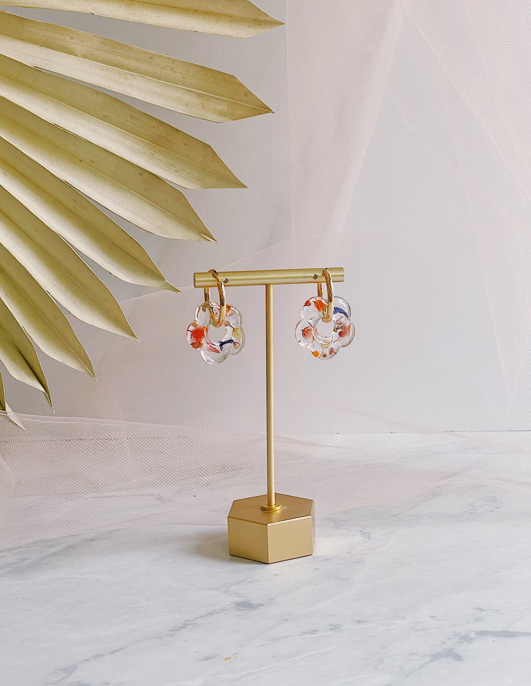 Resin Flowers Daisy Hoops