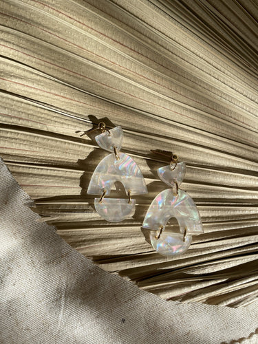 Opal White Acrylic Dangles